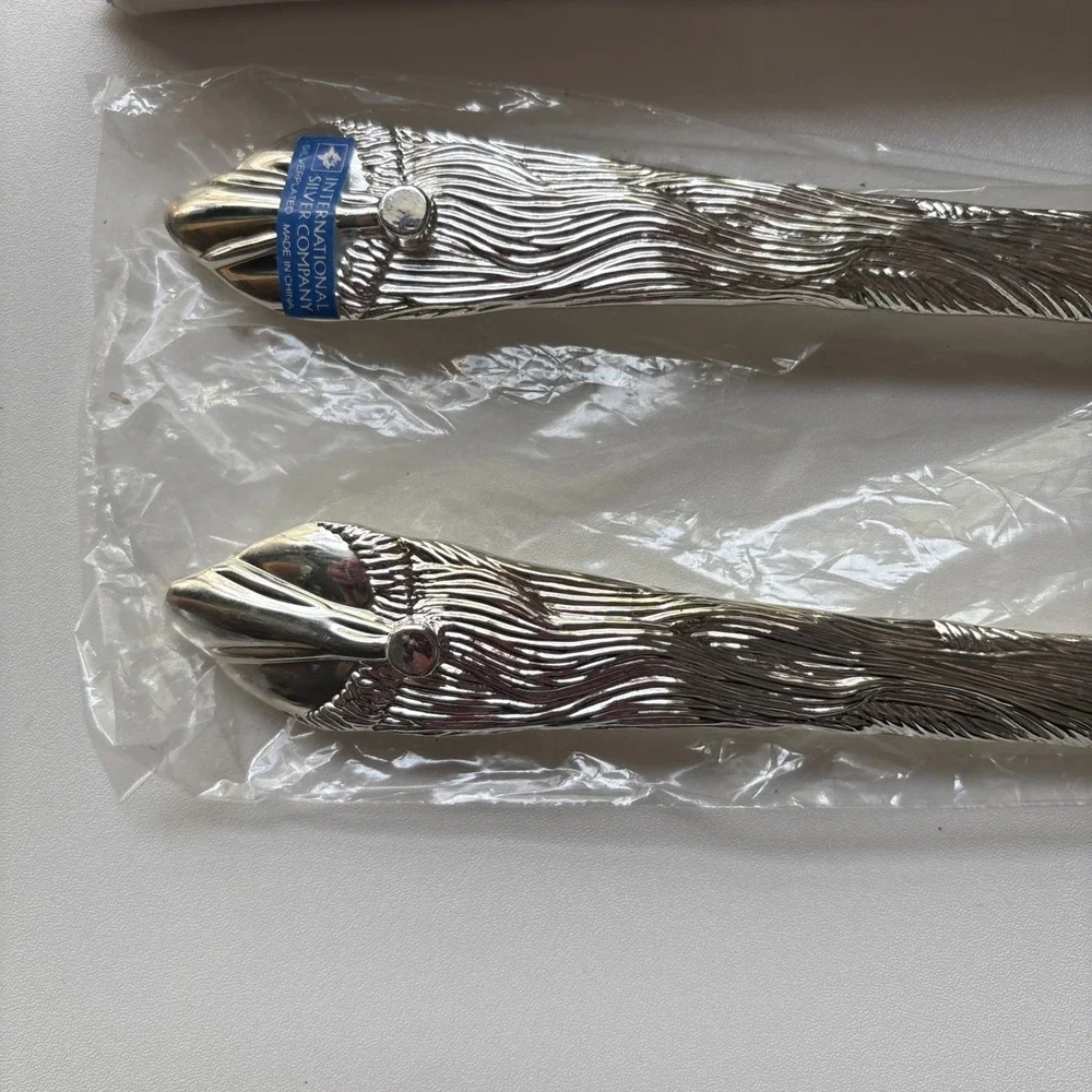 Vintage Silver Silverplated Santa Claus Salad Fork & Spoon Serving Holiday
